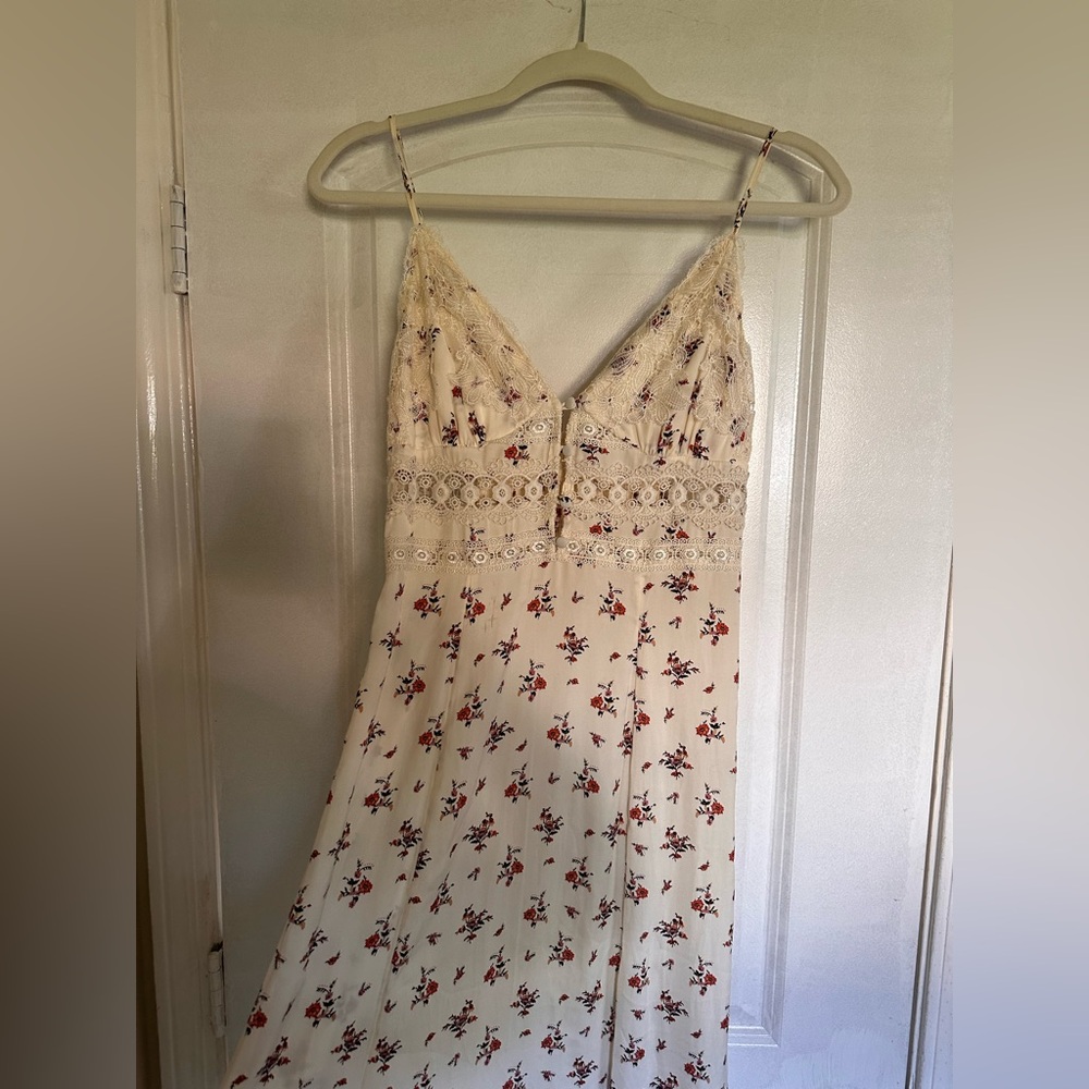 Free People Cream Floral Midi Dress